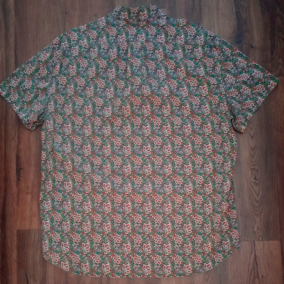 J. Crew Secret Wash Mens Classic Short Sleeve Organic Cotton Floral Shirt, XL - Picture 4 of 12